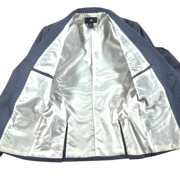 H&M Men’s Blue Cotton Linen Blazer Sport Coat 36R - Picture 4 of 9